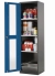 Swing door cabinet with glass 545x520x1950 mm (WxDxH), RAL5010, 3 shelf standard and 1 bottom tray