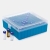Storage box for sample bottles, blue 100 places, PP, hinged lid, 141x151x53 mm