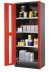 Chemical cabient CS-Classic wing door, RAL3020, 3 lower shelves, 1 bottom tray