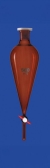 Separating funnel 500 ml acc. Squibb PTFE tap, NS 29/32, hole 4.0mm, amber glass, w/o division, boro 3.3