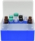 Container blue, 36 position,with removeable devider for screw neck vials N 15, outer length: 130 mm, outer width: 130 mm, outer