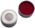 LLG-Aluminium crimp caps N 8 TS/oA, silver center hole, Silicone white/PTFE red, Hardness:40° shore A,Thickness:1.0 mm, pack of