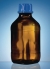 Square bottles, soda-lime glass, coated, amber