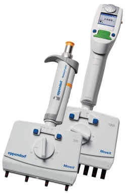 Eppendorf Research&reg; plus Move It&reg;, 12-Kanal, 4,5-9 mm Konenabstand, variabel, inkl. epT.I.P.S.&reg;-Box 2.0 mit 384 Pipettenspitzen