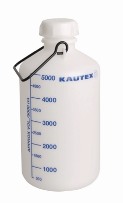 Ballonflaschen, PE-HD, 5 Liter mit blauer Literskala, 0-5 Liter