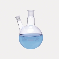 Round bottom flasks with two necks, angled arm, borosilicate glass 3.3