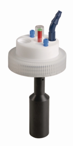 SafetyWasteCap, B63 mit mech. Füllstandsanzeige, 2x 2.3/3.2 mm AD, 1x 6.4 - 9.0 mm ID