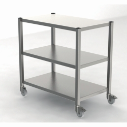 Cleanroom transport trolley, with smooth shelves