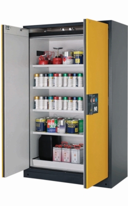 Saftey cabinet Q-CLASSIC-90 WD 1193x615x1953 mm (WxDxH), RAL 1004, 4 shelves, 1 bottom colleting sump,