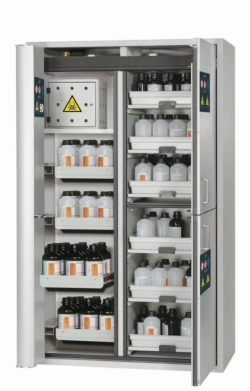 Combi-Safety Cabinet Type 90 1197x617x1969mm, RAL 7035, 4 x pull-out tray, 1x bottom drip tray, 6x tray extension
