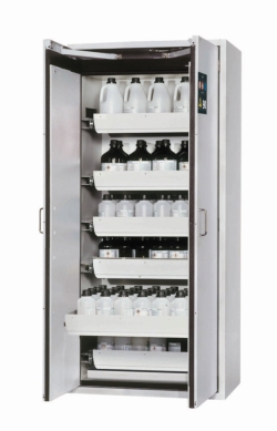 Saftey cabinet S-CLASSIC-90 WDAS 896x616x1968mm (WxDxH), RAL7035, 6 drawers, 1 perforated metal plate insert