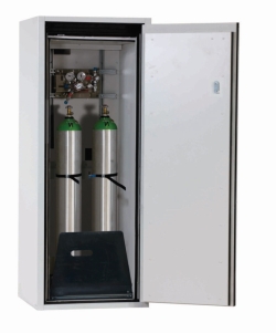 Compressed gas bottle cabinet G-ULTIMATE-90 598x615x1450mm, light grey RAL 7035 1 x standard interior, door hinged right
