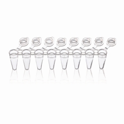 PCR-Gefäße, 8er Strips, PP, mit anhängenden Einzeldeckeln, 3 Stege