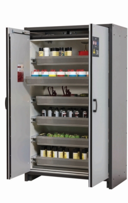 Saftey cabinet Q-Classic-30 WD 1164 x 615 x 1947 mm (WxDxH), swing doors, grey RAL 7035, 6 sumps bottom,1 bottom colleting sump