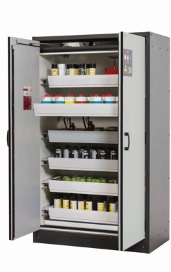 Saftey cabinet Q-Classic-30 WD 1164 x 615 x 1947 mm (WxDxH), swing doors grey RAL 7035, 6 drawer standart,