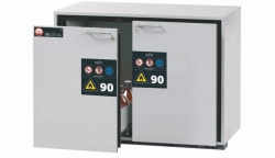 Safety under-sink type 90 RAL 7035, 1102x600x800mm, 2x drawers, 2x pull-out level, 2x perforated plate insert