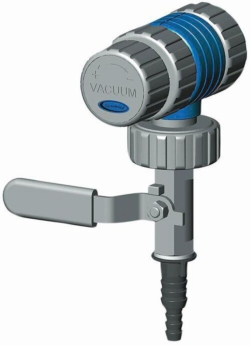 VACUU·LAN® Absperr- / Regelmodul VCL 02mit Anschlusselement A1, M35, zur Wand-montage, Ventil mit gelbem Drehknopf undgelbem Ha