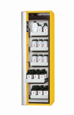 Saftey cabinet S-PHOENIX Vol.2-90 FDACL 596 x 616 x 1968 mm (WxDxH), folding door grey RAL 1004, incl. 5 pull-out drawers