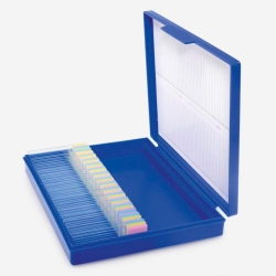 Microscope slide boxes for 25 slides, white pack of 10