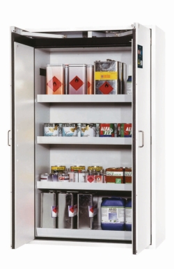 Saftey cabinet S-CLASSIC-90 WDAS 1196 x 616 x 1968 mm (WxDxH), swing doors white RAL 9016, 1 shelf, 3 trays,