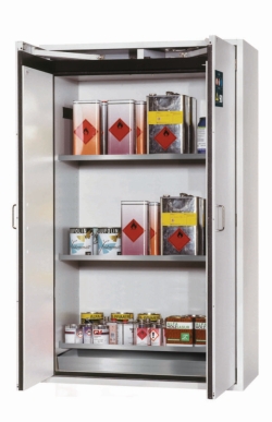 Safety Cabinet S-CLASSIC-90 WD 1968x1200x615mm (HxWxD), RAL 7035, 3 shelves, 1 bottom collection sump