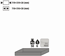 Bottom tray 50kg 6L RAL7035 V90 450/810mm