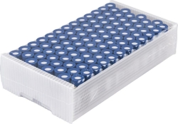 1.5 mL Screw Neck Vials N9 702284 pre-screwed with 702288.1 N9 PP screw cap, blue, center hole Silicone white/PTFE blue, pack o