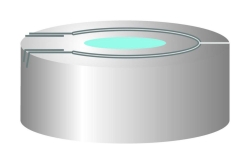 Aluminium pressure release safety cap N 20, silver center hole Silicone blue transparent/PTFE color. Hardness: 45° shore A Thic