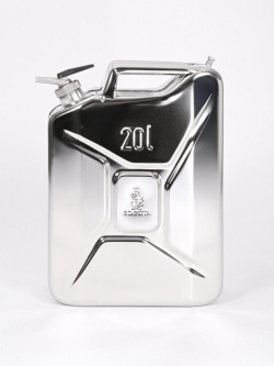 Safety jerrycans stainless steel, with fine dosage spout and ventilation screw