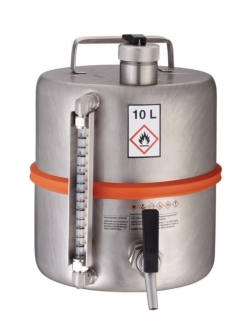 Safety storage container stainless steel, with tab and level indicator