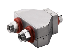 Twin distributing adapter M30x1.5, insulated, 1x M30x1.5 internal to 2x M30x1.5 external