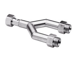 Twin distributor adapter M30x1.5, 1x M30x1.5 internal to 2x M30x1.5 external