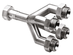 Quad distributing adapter M38x1.5, 1x M38x1.5 female to 4x M38x1.5 male