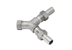 Twin distributing adapter G 3/4? with barbed fittings for tubing 3/4? l.W.