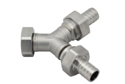 Twin distributing adapter G1 1/4? with Barbed fittings for tubing 1? l.W.