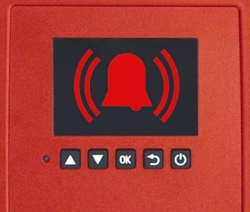 Alarm system, battery-backed to maintain temperature display, Alarm messages and communication