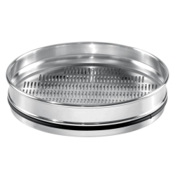 Grain sieve 200 x 32 mm, stainless steel frame perforated plate stainless steel, acc. to ISO 5223 nominal width 2.5 x 20.0 mm
