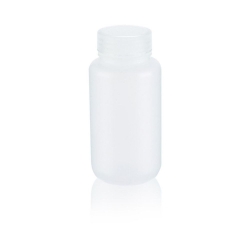 Weithalsflaschen 250 ml (8 oz), PE-LD auslaufresistent, mit 43-410 Schraubverschluss, natur, VE=72