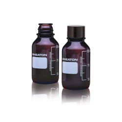 Medienflasche 125 ml, mit Graduierung mit Phenolharz-Kappe 33-430 ohne Loch mit PE-Einlage, VE=48