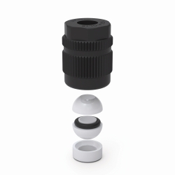 Swivelling screw fittings, PPS/PTFE