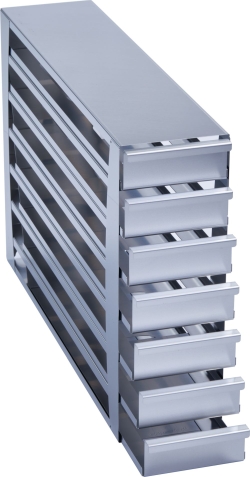 Freezer Rack: CryoCube&reg; F740 series (3-compartment, Standard), Innova&reg; U360, U535, 2 in/53 mm, drawer, stainless steel