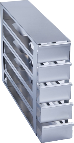 Freezer Rack: CryoCube&reg; F740 series (3-compartment, Standard), Innova&reg; U360, U535, 3 in/76 mm, drawer, stainless steel