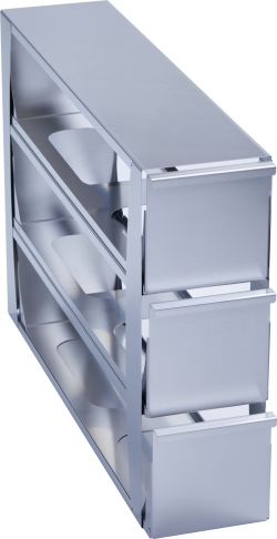 Freezer Rack: CryoCube&reg; F740 series (3-compartment, Standard), Innova&reg; U360, U535, 5 in/127 mm, drawer, stainless steel