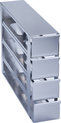 Freezer Rack: CryoCube&reg; F740 series (3-compartment, MAX), 4 in/102 mm, drawer, stainless steel