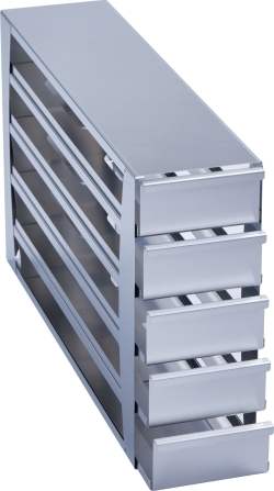 Freezer Rack: CryoCube&reg; F740 series (5-compartment, MAX for 5th comp.), 2.5 in/64 mm, drawer, stainless steel
