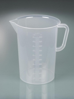 Graduated beakers with handle, transparent graduation