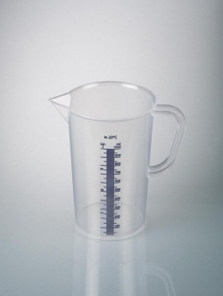 Graduated beakers with handle, blue graduation