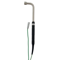Surface probe TPN 350 / EB 14-A-N NiCr-Ni, up to 500°C, Ø 15mm, L 100mm, angled, 1m silicone cable permanently connected