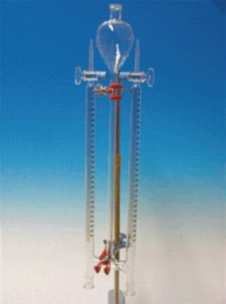 Voltameter acc. to Hoffmann with stand, with carbon electrode
