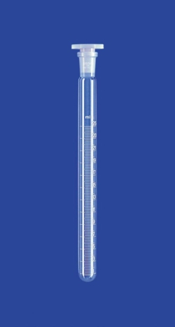 Test tube NS 14/23, 220x17 mm 25 ml, with graound joint and NS bush and Poly Stopper, graduated